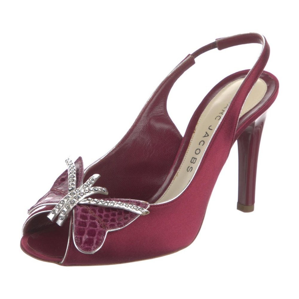 ~STUNNING ~Marc Jacobs Burgundy Butterfly Slingback Heels Sandals NEW 37 6 6.5